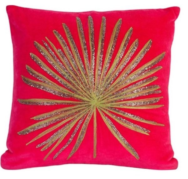 Red Velvet Handwork Cushion Cover