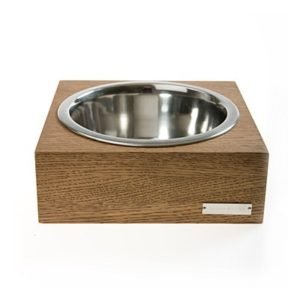 Floppy Dawg Elevated Wooden Dog Bowl Stand with 2 Ceramic Bowls