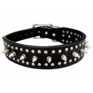 Black Spiked Leather Dog Collars