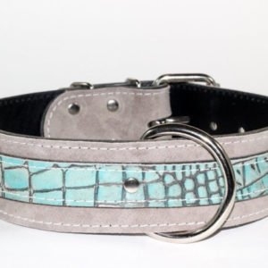 Gray Leather Dog Collar