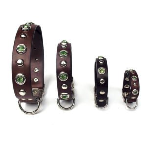 Leather Dog Collar With Semi Precious Stones