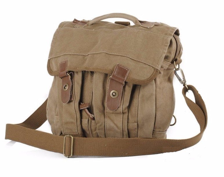 Khaki Messneger Flap Sling Bag,Brown Wax Canvas Handbag for Women's ...