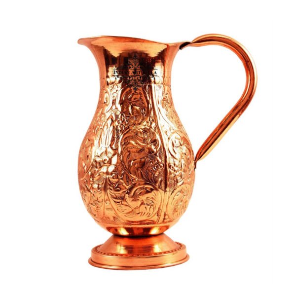 Designer Embossed Copper Water Jug Pitcher