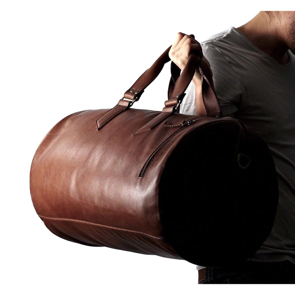 Solid Genuine Leather Travel Duffel Bags Large Size