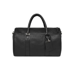 Black Travel Leather Duffle Bag Elegant Design