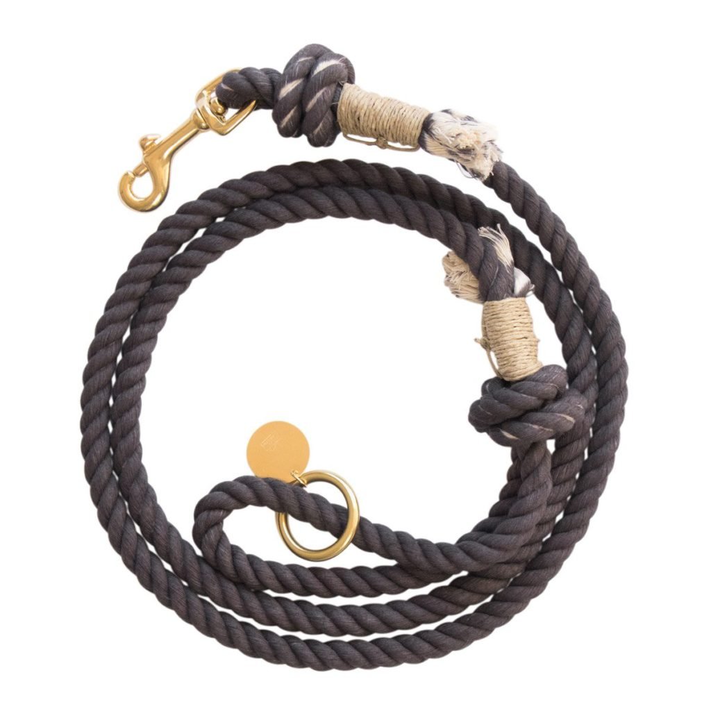 Black & Fluro Orange Rope Leash main image 1