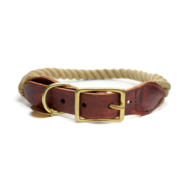 Braided Brown Cotton Rope Dog Collar