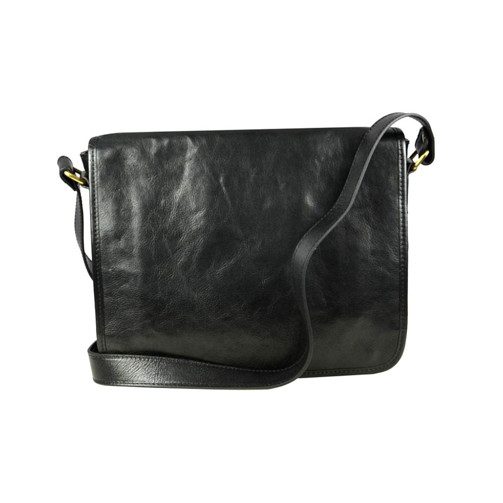 Soft Leather Black Crossbody Messenger Bag