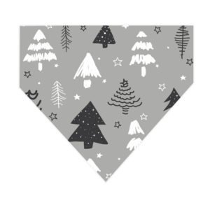 Grey Cotton Christmas Bandanas For Dogs