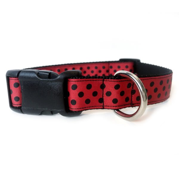 Black Dot Red Nylon Dog Collars