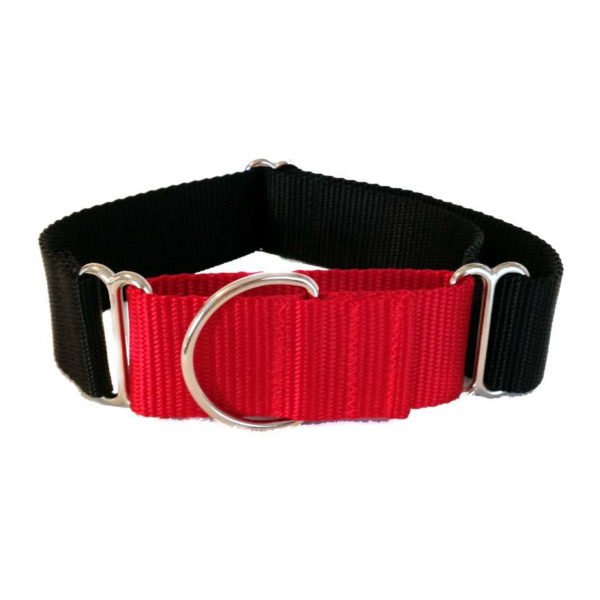 Red Black Wide Solid Nylon Dog Collar