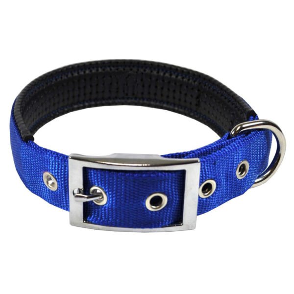 Blue Black Adjustable Nylon Padded Dog Collars