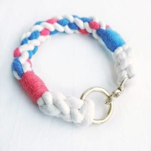 Organic Cotton Red White Blue Hand Dyed Rope Dog Collars