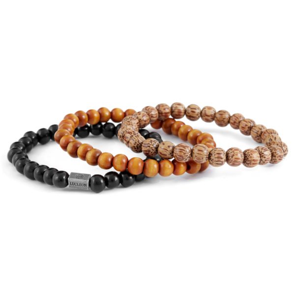 BLACK AND BROWN BEAD BRACELET