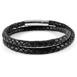 6MM BLACK TWIST BOLO LEATHER BRACELET