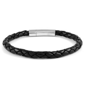 NATURAL LEATHER BLACK MEN'S BRACELET