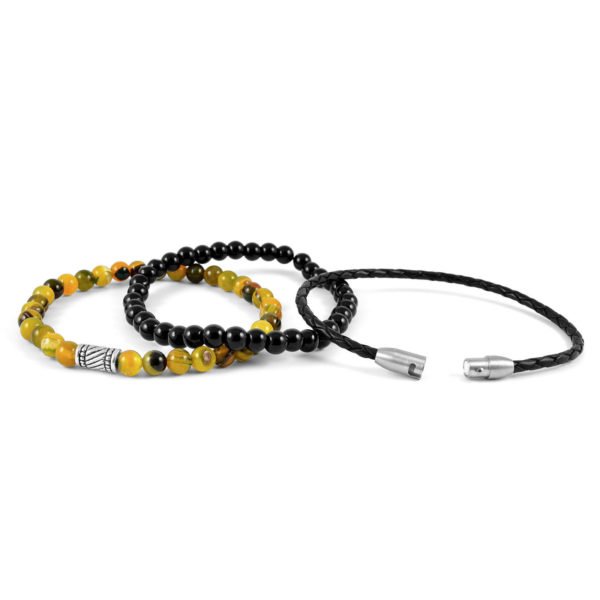 Yellow & Black Stone Bracelet For Men's - Image 2