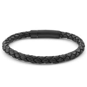 BLACK HANDMADE LEATHER MEN'S BRACELET