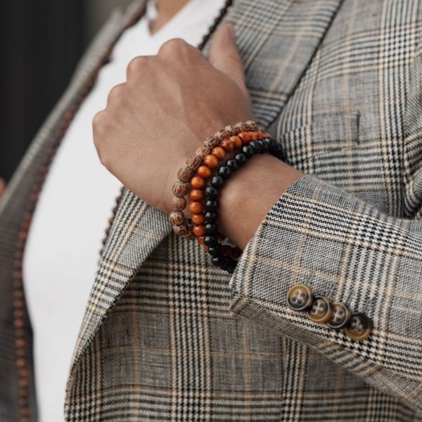 BLACK AND BROWN BEAD BRACELET - Image 3