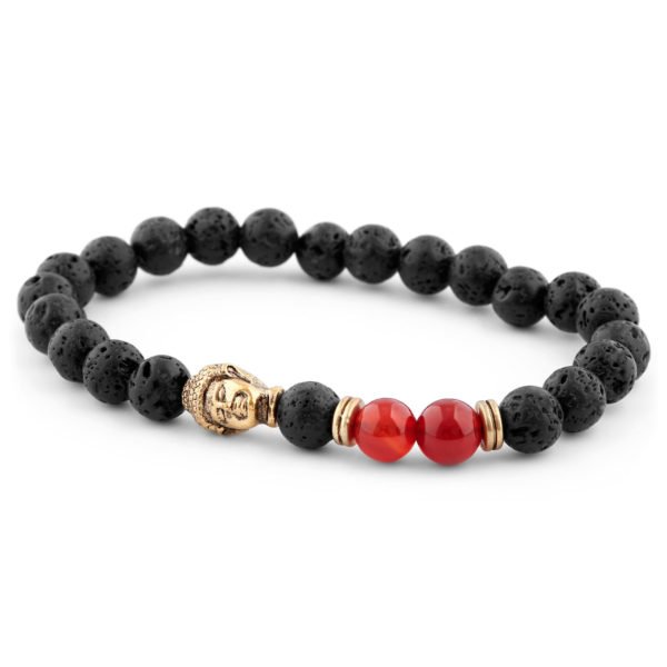 Black &  Red Stone Buddha Bracelet