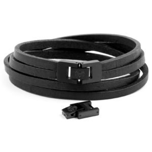 DOUBLE WRAP BLACK MEN'S LEATHER BRACELET