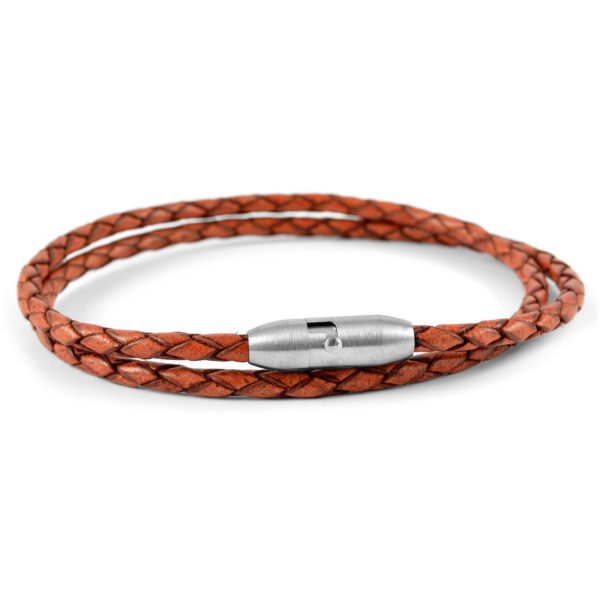3MM REDDISH BROWN TWIST BOLO LEATHER BRACELET