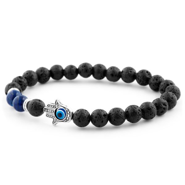 BLUE LAVA MAN'S BEAD BRACELET