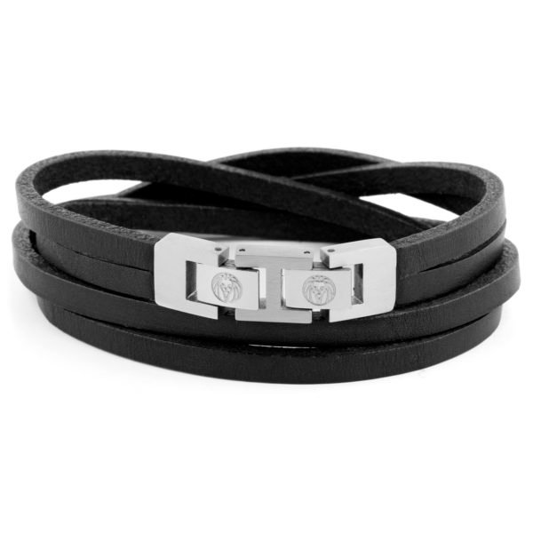 LEATHER MEN'S BLACK  BRACELET