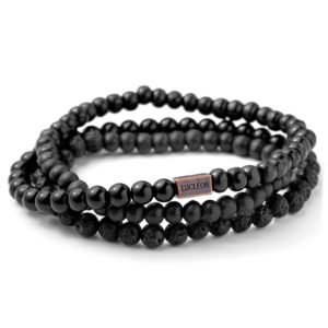 BLACK MIXED STONE MEN'S BRACELET