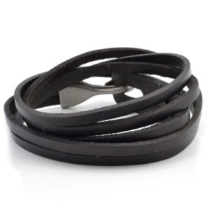 HOOK CLASP BLACK LEATHER BRACELET MANUFACTURER