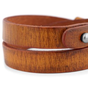 Brown Mens Leather Wide Bracelet