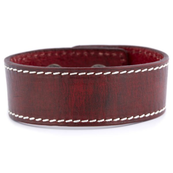 Leather Wide Red Bracelet For Mens