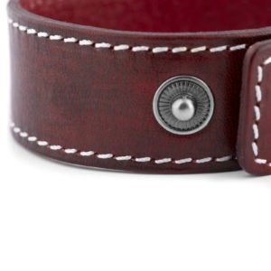 Leather Wide Red Bracelet For Mens