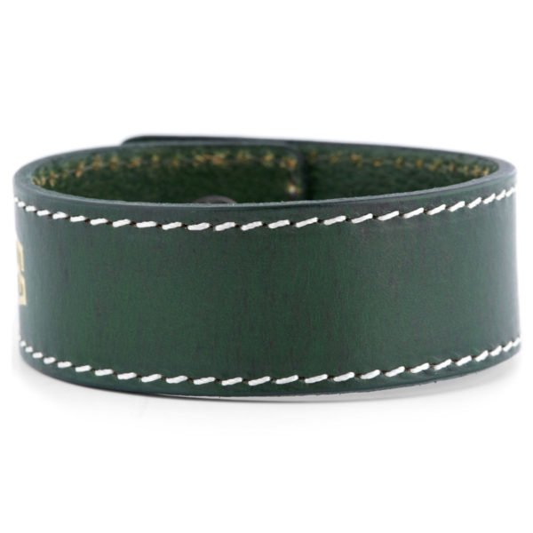 Leather Wide Green Mens Bracelet