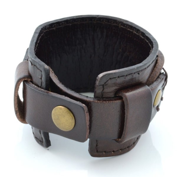 Unique Wide Black Leather Bracelet