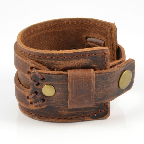 Handmade Mens Wide Leather Bracelets