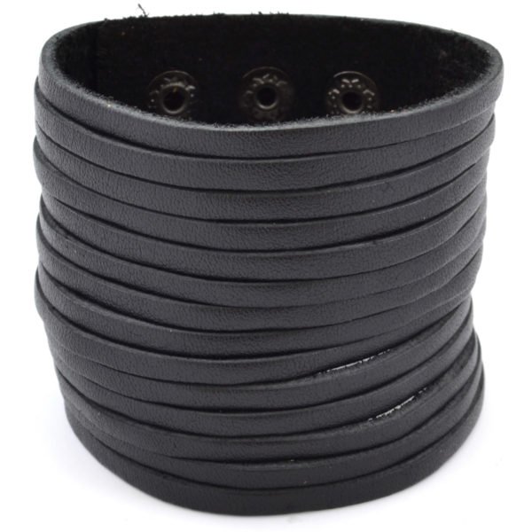 Adjustable Wide Multi Men's Leather Bracelet