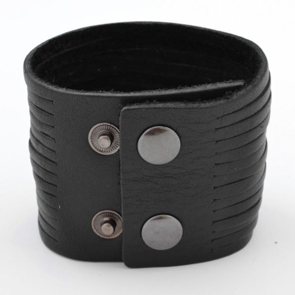 Adjustable Wide Multi Men's Leather Bracelet