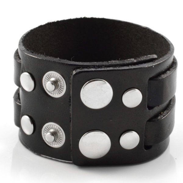 Designer Black Stylish Striped Men's Leather Bracelets