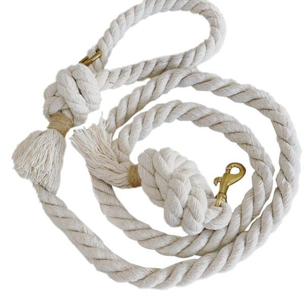 Nautical Rope Dog Leash in Gray Cotton Rope