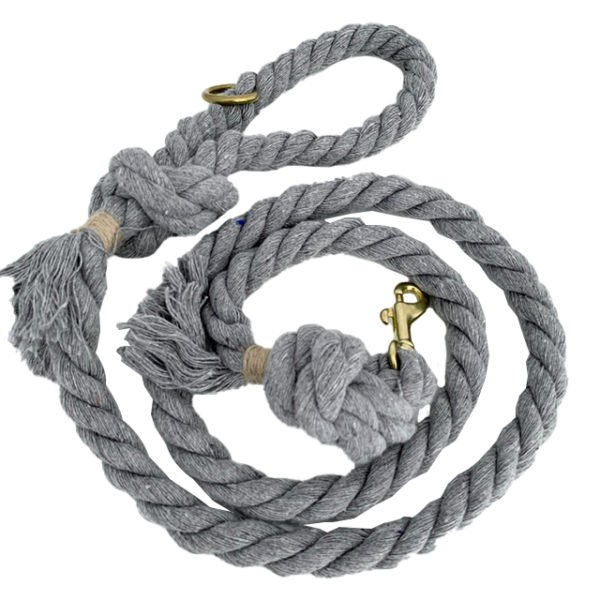 Nautical Rope Dog Leash in Gray Cotton Rope