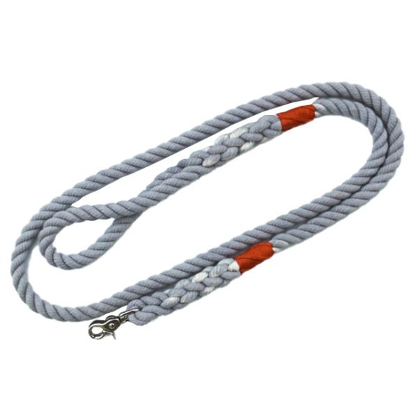 Gray Rope Cotton Dog Leash & Collar Set
