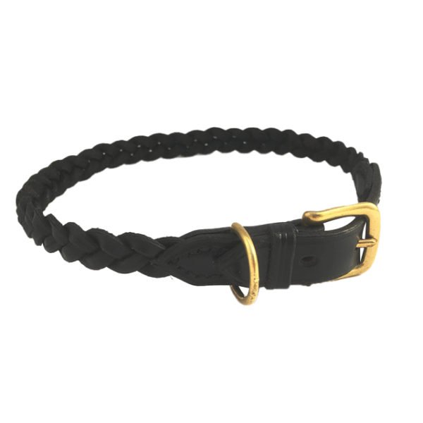 Black Braided Leather Rope Dog Collar
