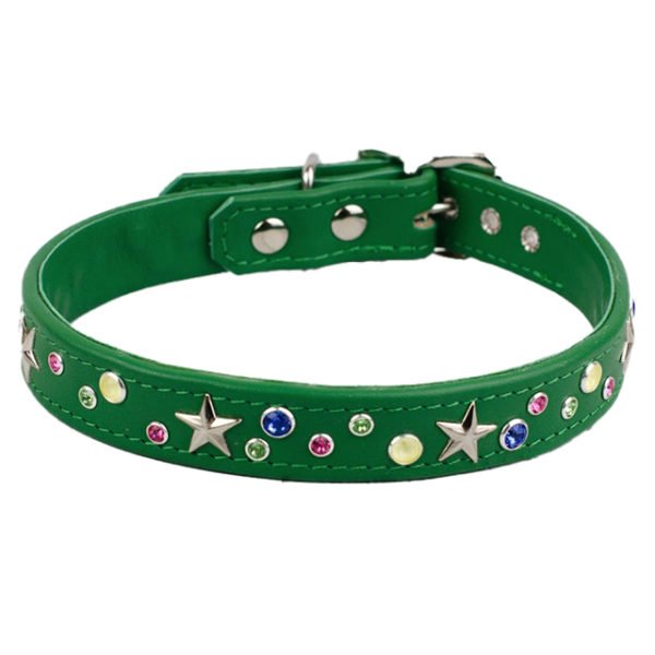Beautiful Leather Dog Collar With Brass Stars