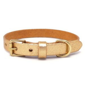 Golden Glitter Leather Dog Collar Supplier