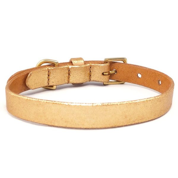 Golden Glitter Leather Dog Collar Supplier