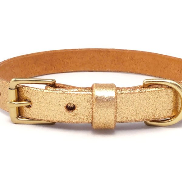 Golden Glitter Leather Dog Collar Supplier