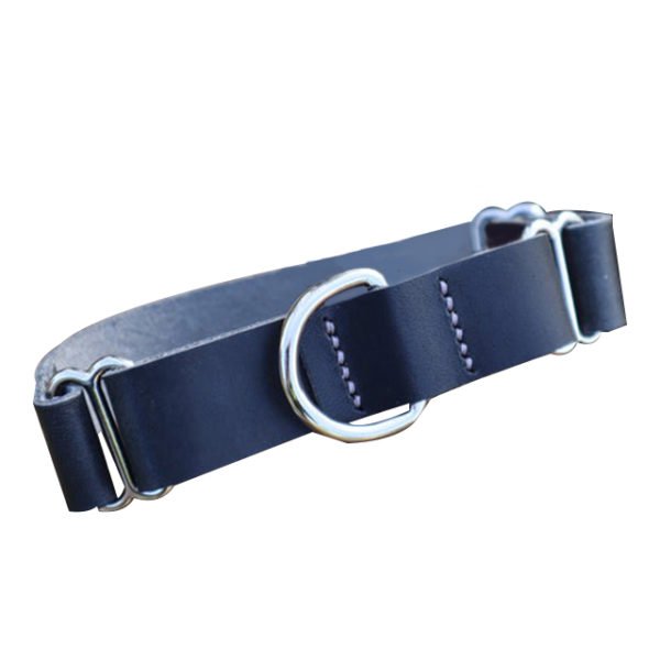 Wide Blue Leather Dog Collar Large Soft Padded Pet Dog Collars