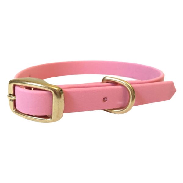 Neon Pink Leather Dog Collar