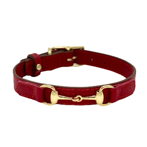 Princess Maroon Handmade Leather Dog Collar